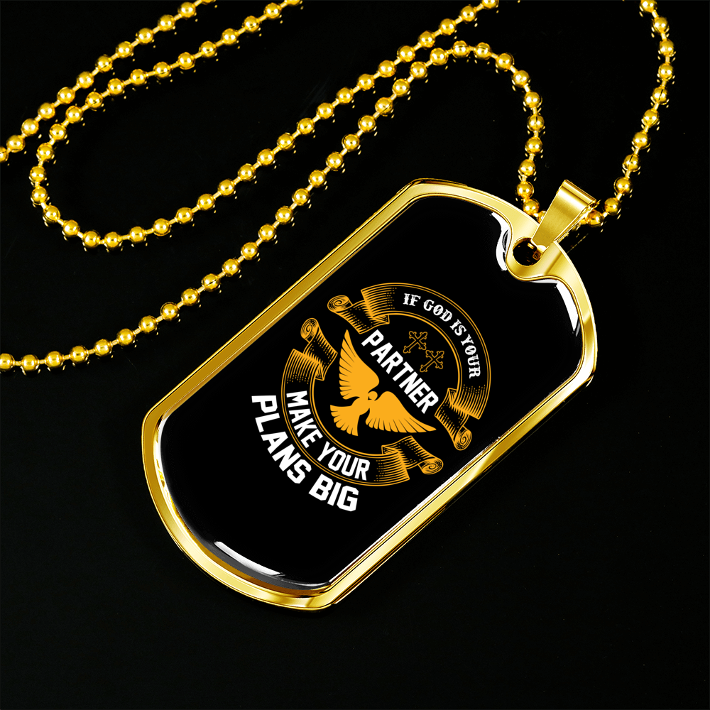 Make Your Plans Christian Necklace Stainless Steel or 18k Gold Dog Tag 24" Chain-Express Your Love Gifts