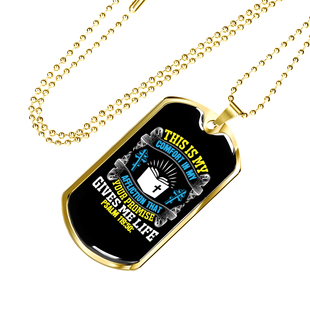 My Affliction That Your Promise Christian Necklace Stainless Steel or 18k Gold Dog Tag 24" Chain-Express Your Love Gifts