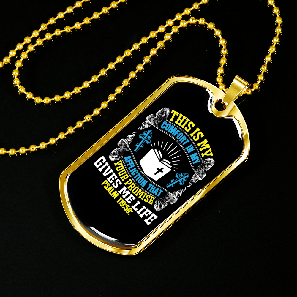 My Affliction That Your Promise Christian Necklace Stainless Steel or 18k Gold Dog Tag 24" Chain-Express Your Love Gifts
