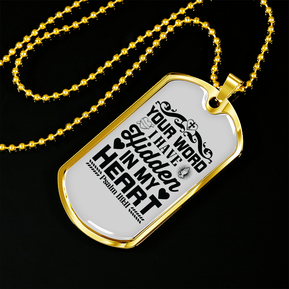 My Heart Christian Necklace Stainless Steel or 18k Gold Dog Tag 24" Chain-Express Your Love Gifts