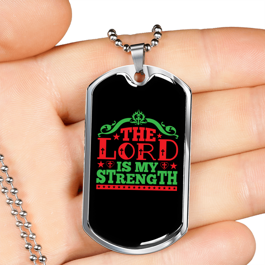 My Lord My Strength Christian Necklace Stainless Steel or 18k Gold Dog Tag 24" Chain-Express Your Love Gifts