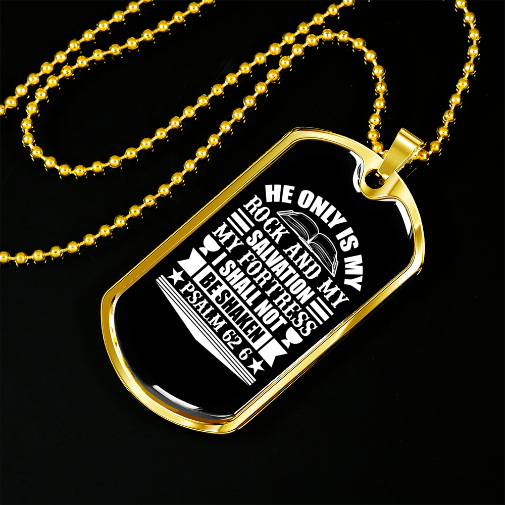 My Rock And Salvation Christian Necklace Stainless Steel or 18k Gold Dog Tag 24" Chain-Express Your Love Gifts