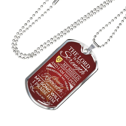 My Song Will Praise Psalm Necklace Stainless Steel or 18k Gold Dog Tag w 24" Chain