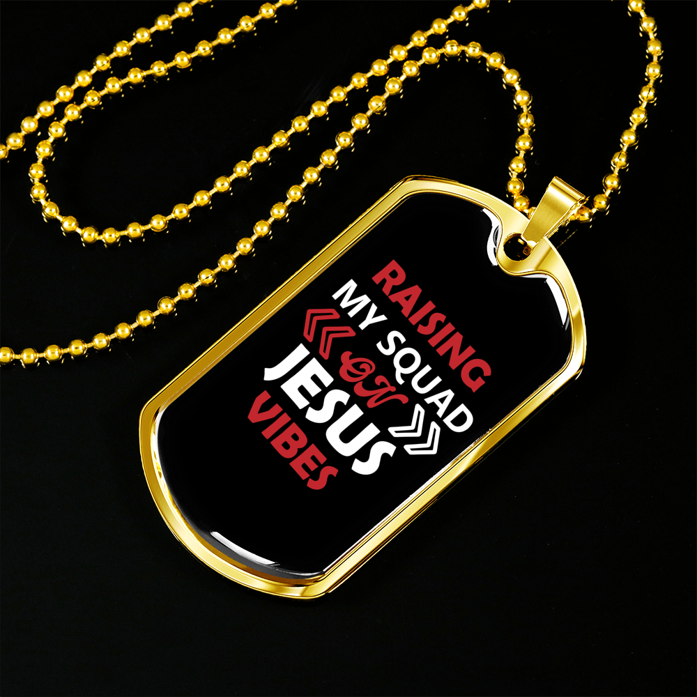 My Squad Jesus Christian Necklace Stainless Steel or 18k Gold Dog Tag 24" Chain-Express Your Love Gifts