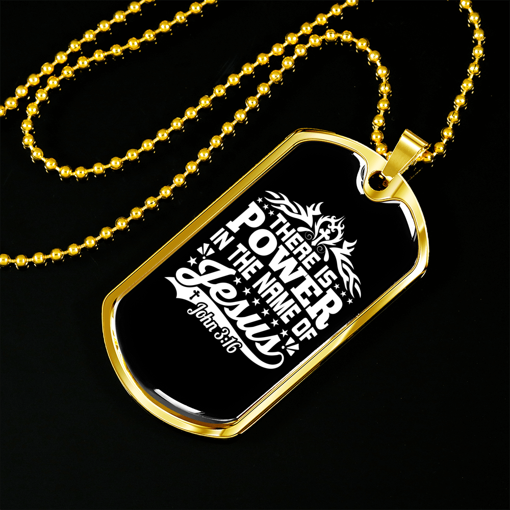 Name Of Jesus White Christian Necklace Stainless Steel or 18k Gold Dog Tag 24" Chain-Express Your Love Gifts