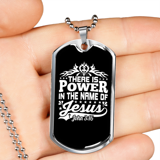 Name Of Jesus White Christian Necklace Stainless Steel or 18k Gold Dog Tag 24" Chain-Express Your Love Gifts