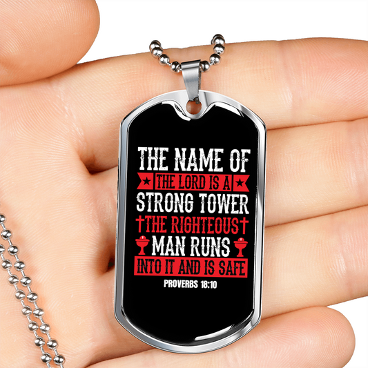 Name Of The Lord Christian Necklace Stainless Steel or 18k Gold Dog Tag 24" Chain-Express Your Love Gifts