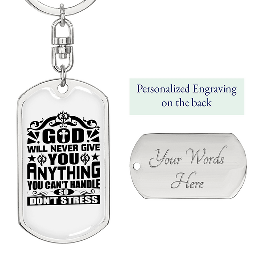 Never Give You Anything Keychain Stainless Steel or 18k Gold Dog Tag Keyring-Express Your Love Gifts