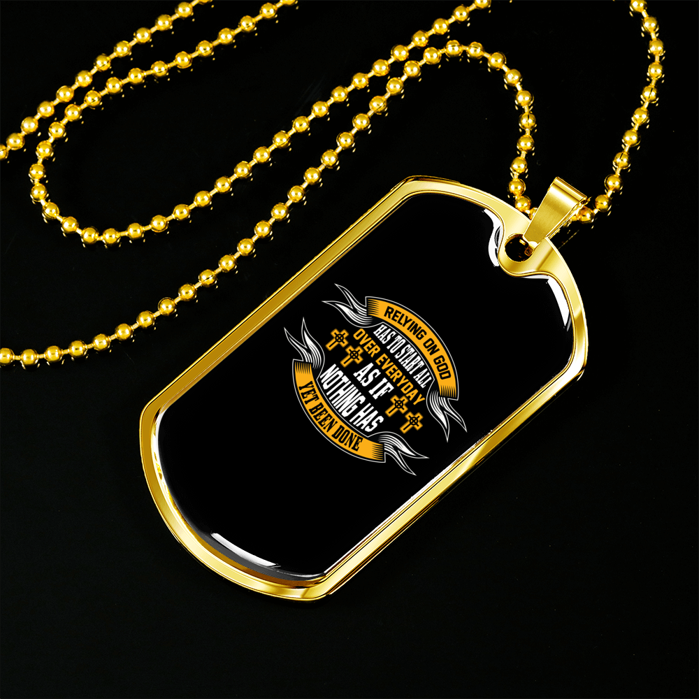 Nothing Has Yet Been Done Christian Necklace Stainless Steel or 18k Gold Dog Tag 24" Chain-Express Your Love Gifts