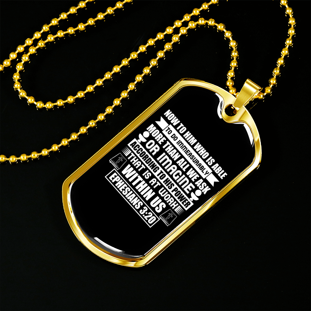 Now To Him Christian Necklace Stainless Steel or 18k Gold Dog Tag 24" Chain-Express Your Love Gifts