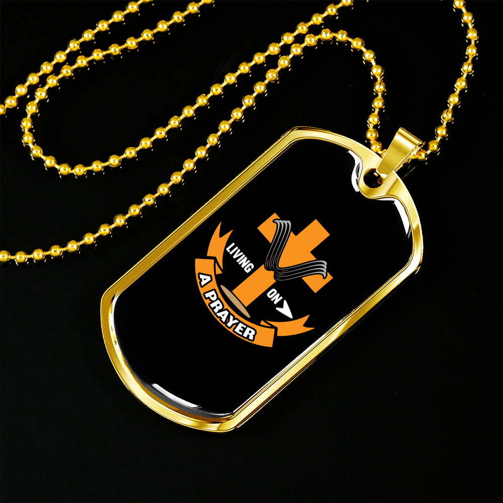 On A Prayer Necklace Stainless Steel or 18k Gold Dog Tag 24" Chain-Express Your Love Gifts