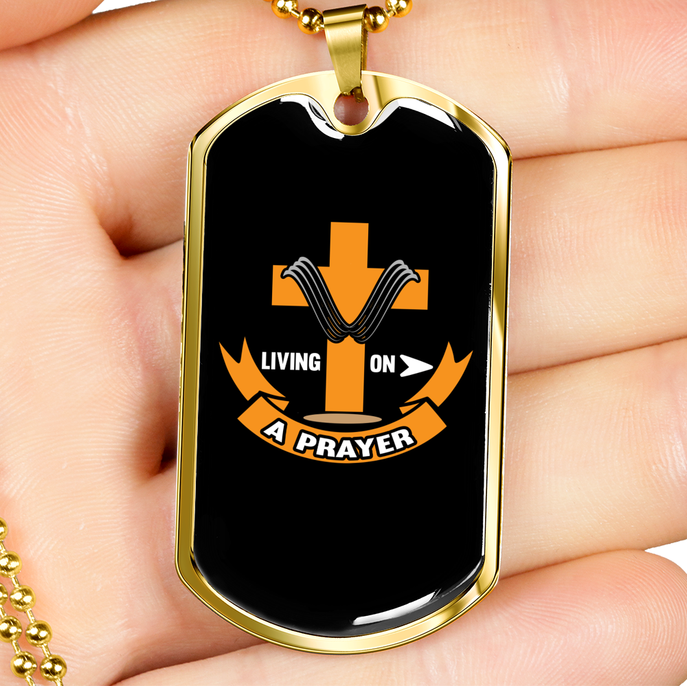 On A Prayer Necklace Stainless Steel or 18k Gold Dog Tag 24" Chain-Express Your Love Gifts