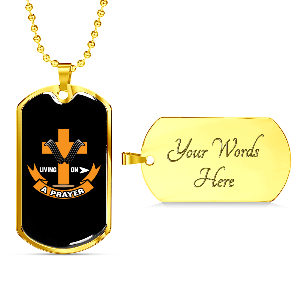 On A Prayer Necklace Stainless Steel or 18k Gold Dog Tag 24" Chain-Express Your Love Gifts