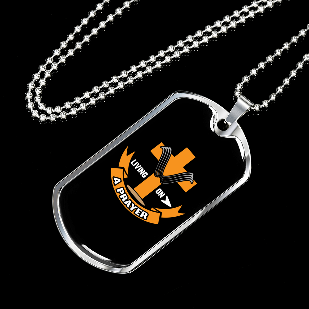 On A Prayer Necklace Stainless Steel or 18k Gold Dog Tag 24" Chain-Express Your Love Gifts