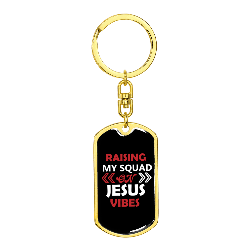 On Jesus Vibes Stainless Steel or 18k Gold Premium Swivel Dog Tag Keychain