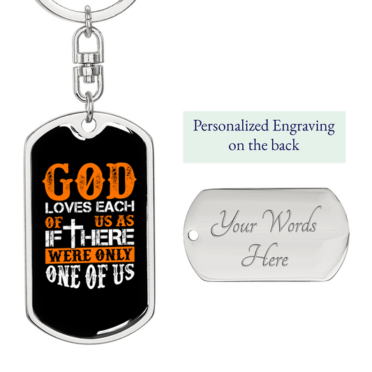 One Of Us Keychain Stainless Steel or 18k Gold Dog Tag Keyring-Express Your Love Gifts