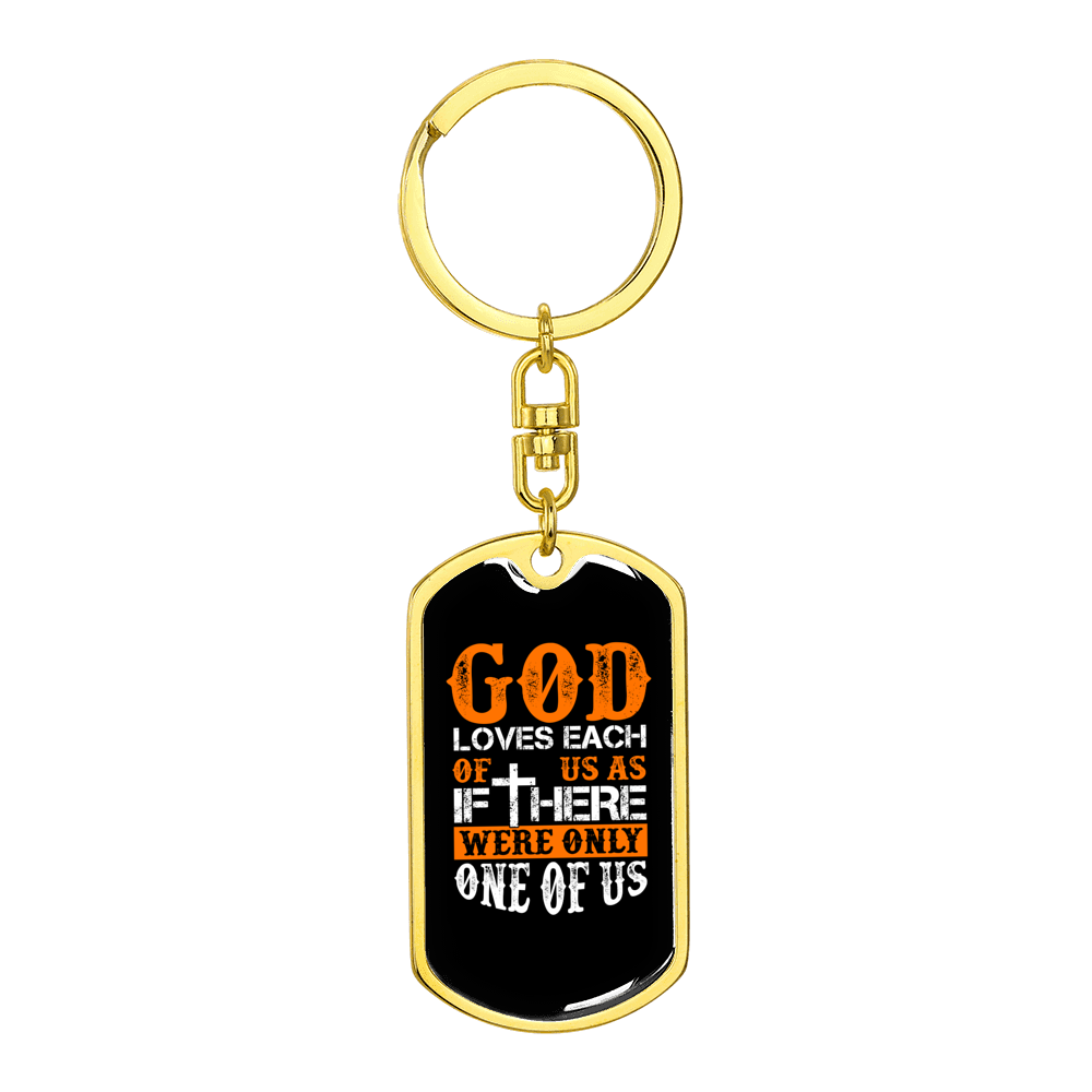 One Of Us Stainless Steel or 18k Gold Premium Swivel Dog Tag Keychain