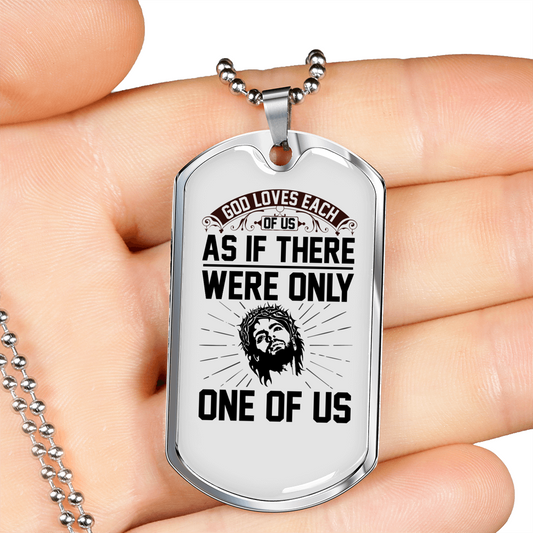 One Of Us Necklace Stainless Steel or 18k Gold Dog Tag 24" Chain-Express Your Love Gifts