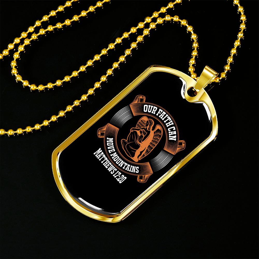 Our Faith Christian Necklace Stainless Steel or 18k Gold Dog Tag 24" Chain-Express Your Love Gifts