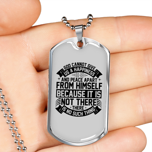 Peace Apart From Himself Necklace Stainless Steel or 18k Gold Dog Tag 24" Chain-Express Your Love Gifts