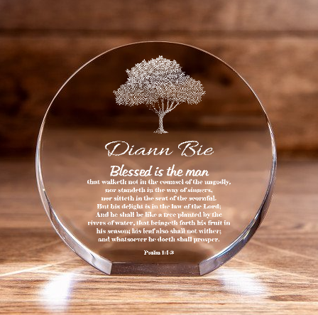 Psalm 1:1-3 Blessed is the Man Circle Cut Crystal Personalized Christian Gift-Express Your Love Gifts