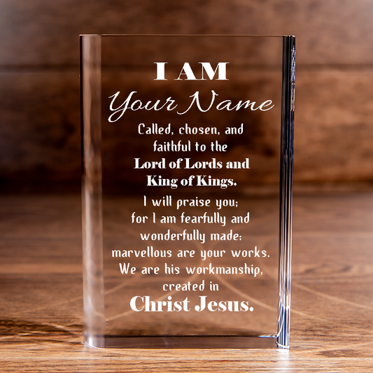 Called Chosen in Christ's Workmanship Laser Engraved Crystal Book - Elegant Religious Gift for Devoted Believers Personalized Christian Gift-Express Your Love Gifts