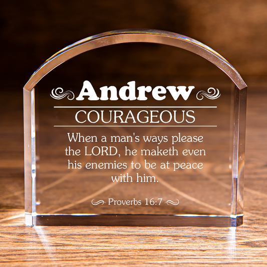 Personalized Christian Gift: Bible Verse Arch Top Crystal with Custom Name Engraving-Express Your Love Gifts