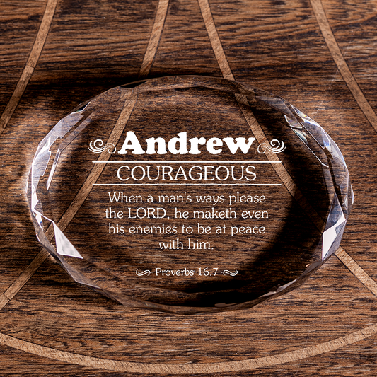 Personalized Christian Gift: Bible Verse Faceted Oval Paperweight Crystal with Custom Name Engraving-Express Your Love Gifts
