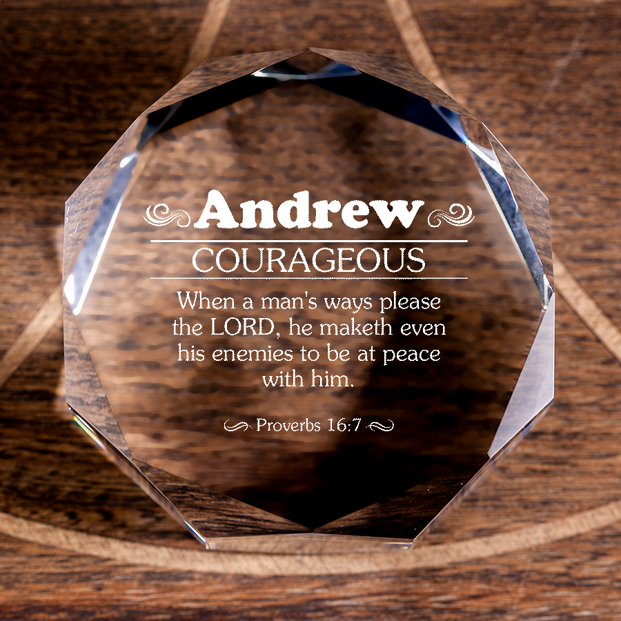 Personalized Christian Gift: Bible Verse Octagonal Puck Crystal with Custom Name Engraving-Express Your Love Gifts