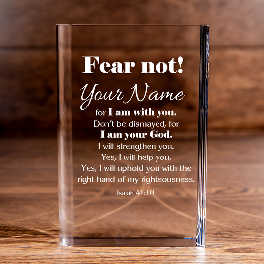 Isaiah 41:10 Fear Not Laser Engraved Crystal Book - Elegant Religious Gift for Devoted Believers Personalized Christian Gift-Express Your Love Gifts