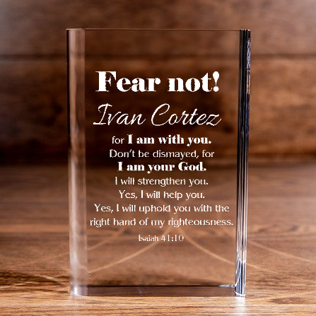 Isaiah 41:10 Fear Not Laser Engraved Crystal Book - Elegant Religious Gift for Devoted Believers Personalized Christian Gift-Express Your Love Gifts