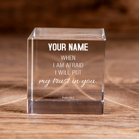 Psalm 56:3 Square Cut Crystal Cube Personalized I Will Put My Trust in You Christian Gift-Express Your Love Gifts