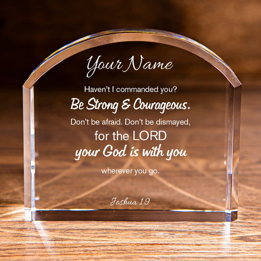 Joshua 1:9 Be Bold & Brave Top Crystal Personalized Christian Gift-Express Your Love Gifts