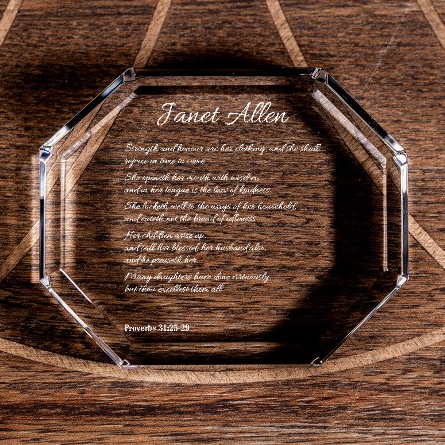 Proverbs 31:25-29 Her Strength and Honor Octagonal Paperweight Custom Christian Present Christian Gift-Express Your Love Gifts