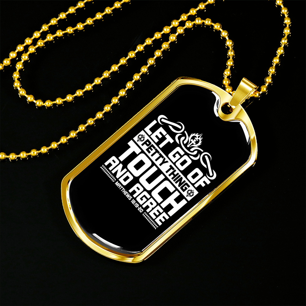 Petty Thing Touch Christian Necklace Stainless Steel or 18k Gold Dog Tag 24" Chain-Express Your Love Gifts
