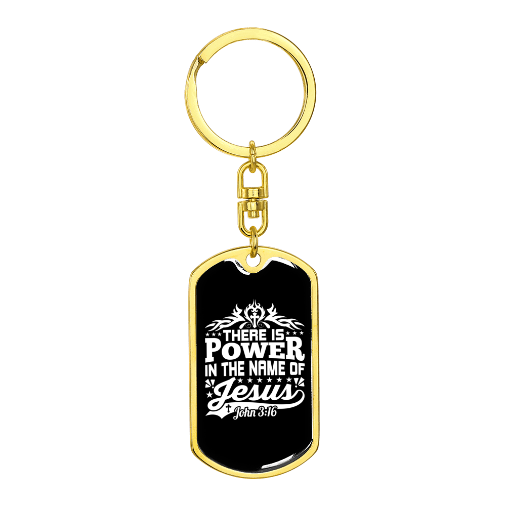 Power In Jesus John 3:16 Stainless Steel or 18k Gold Premium Swivel Dog Tag Keychain