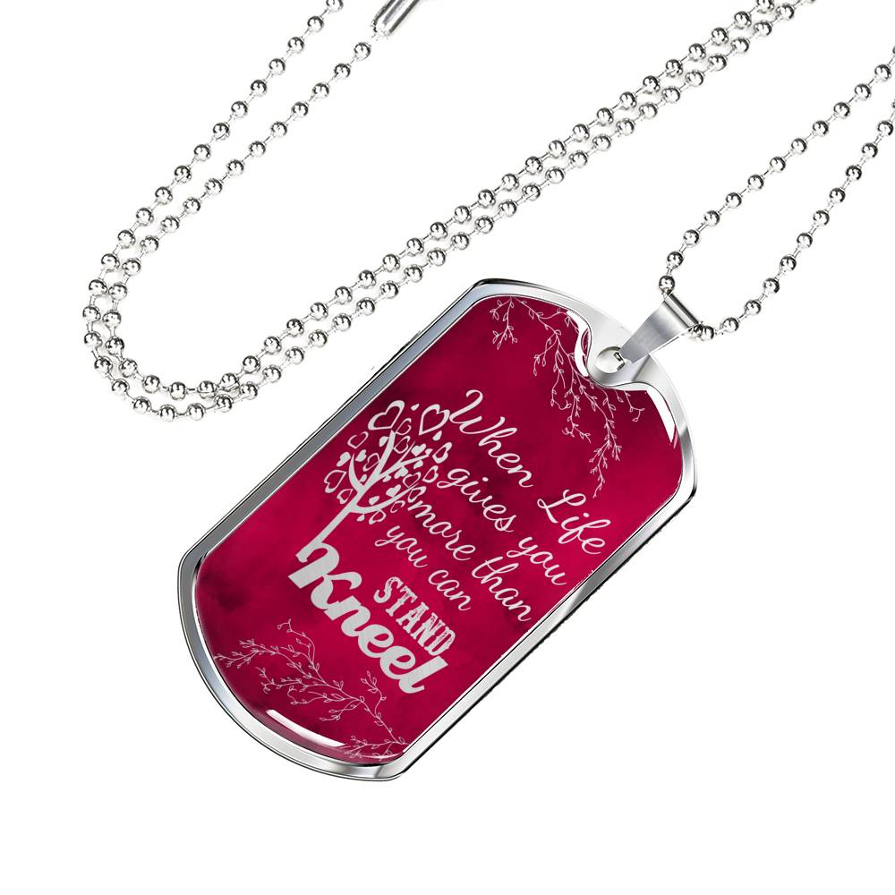 Pray Kneel Bible Necklace Necklace Stainless Steel or 18k Gold Dog Tag 24" Chain-Express Your Love Gifts