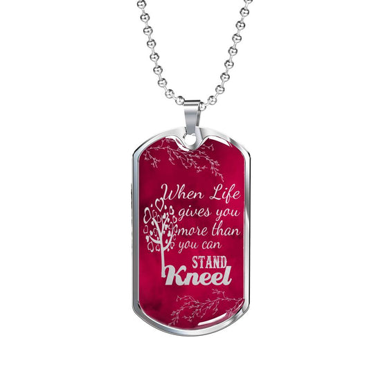 Pray Kneel Bible Necklace Necklace Stainless Steel or 18k Gold Dog Tag 24" Chain-Express Your Love Gifts