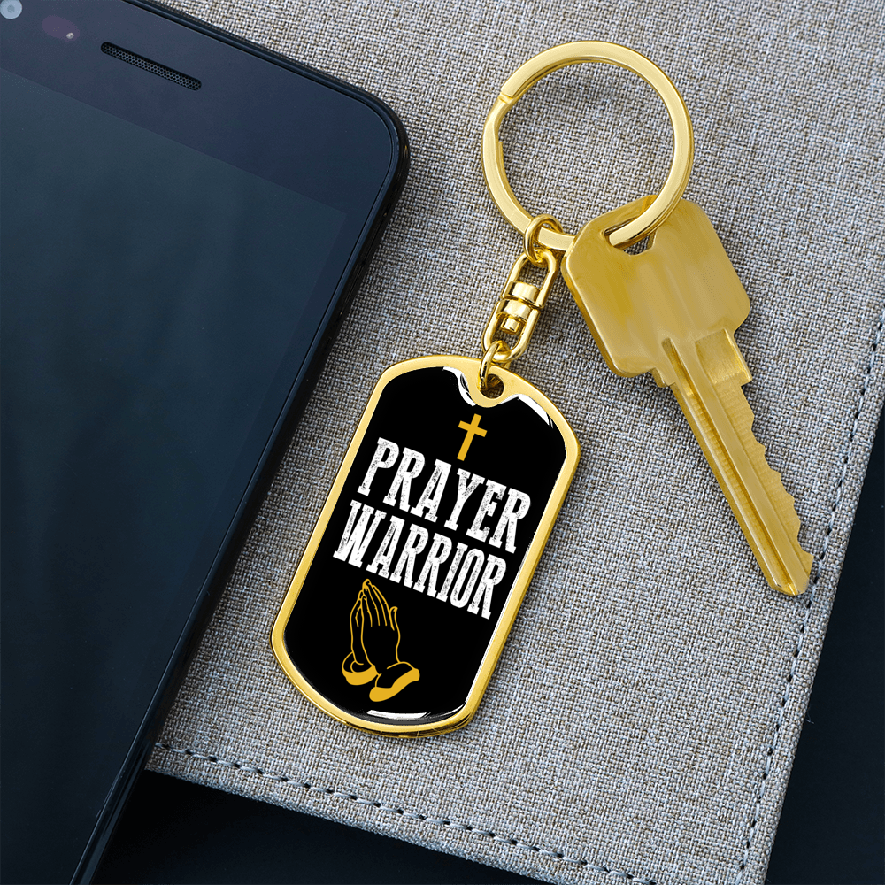 Prayer Warrior Luke 21:36 Keychain Stainless Steel or 18k Gold-Express Your Love Gifts