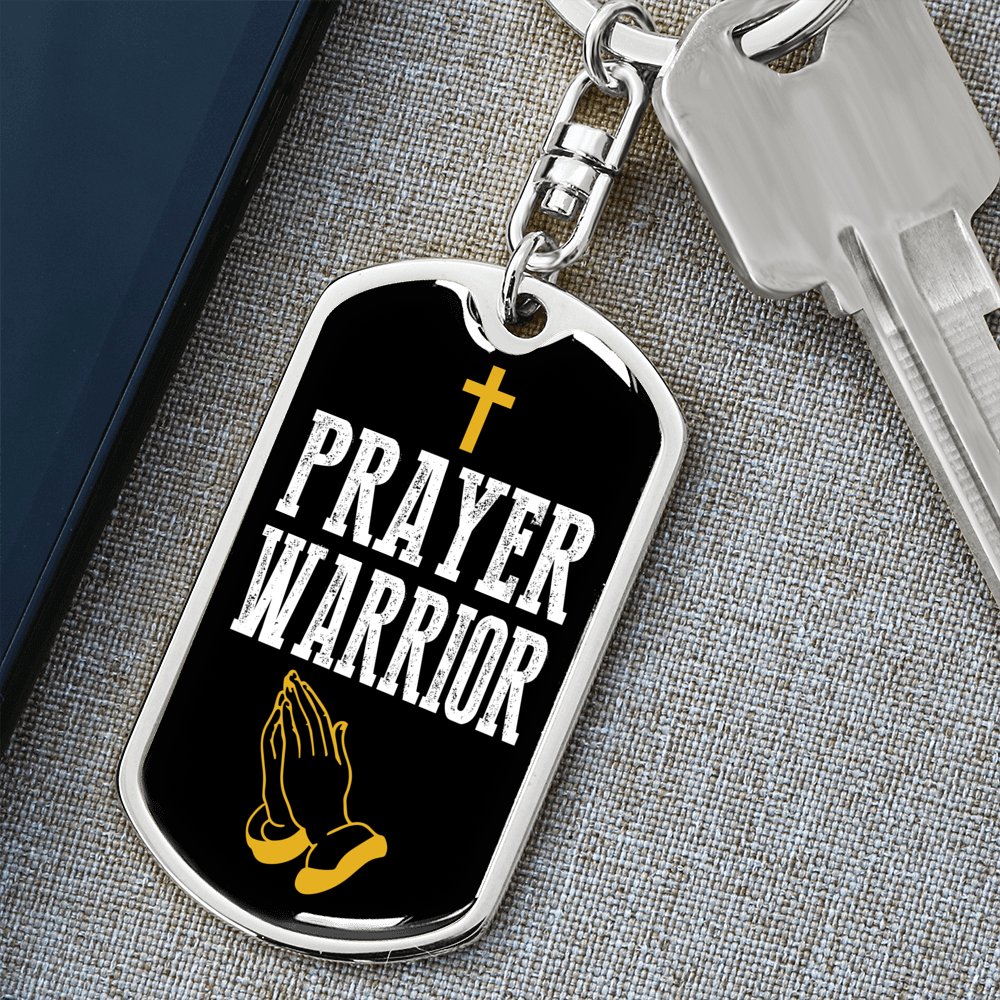 Prayer Warrior Luke 21:36 Keychain Stainless Steel or 18k Gold-Express Your Love Gifts