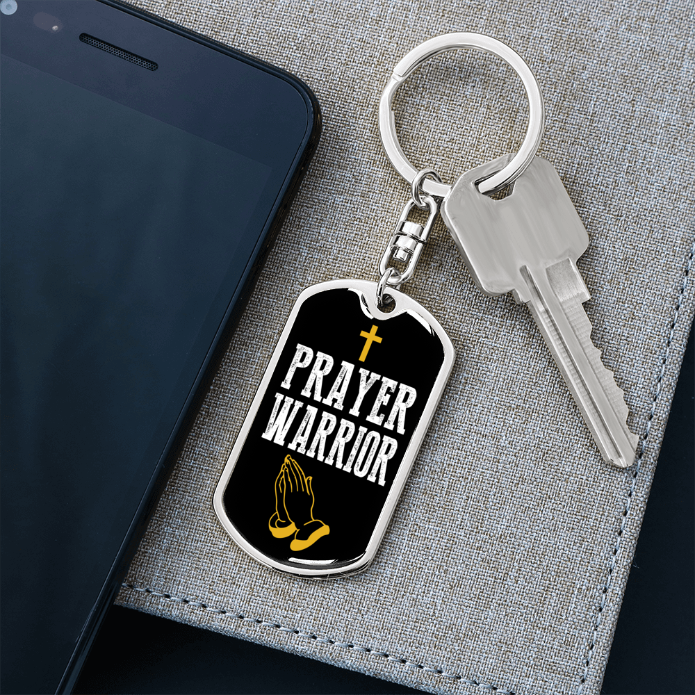 Prayer Warrior Luke 21:36 Keychain Stainless Steel or 18k Gold-Express Your Love Gifts
