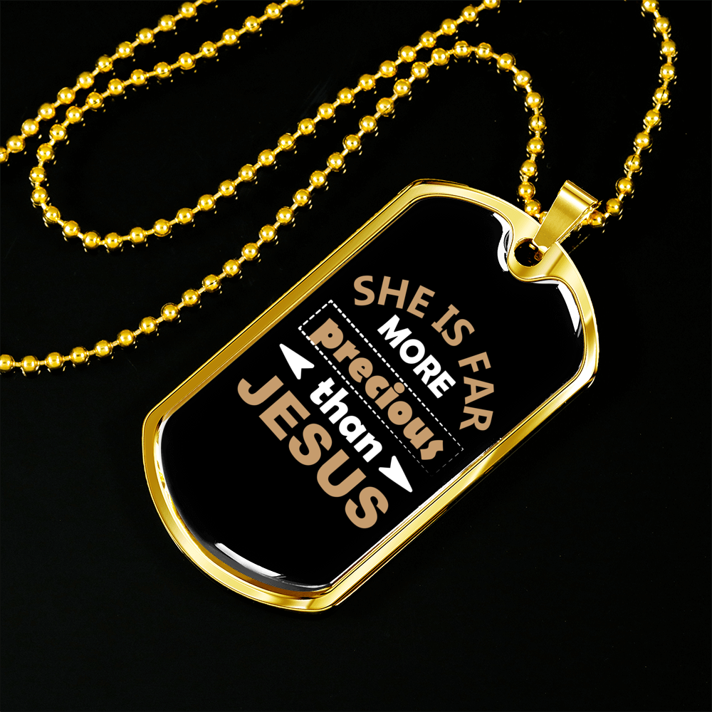 Precious Jesus Christian Necklace Stainless Steel or 18k Gold Dog Tag 24" Chain-Express Your Love Gifts