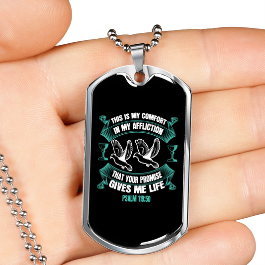 Promise Me Life Christian Necklace Stainless Steel or 18k Gold Dog Tag 24" Chain-Express Your Love Gifts