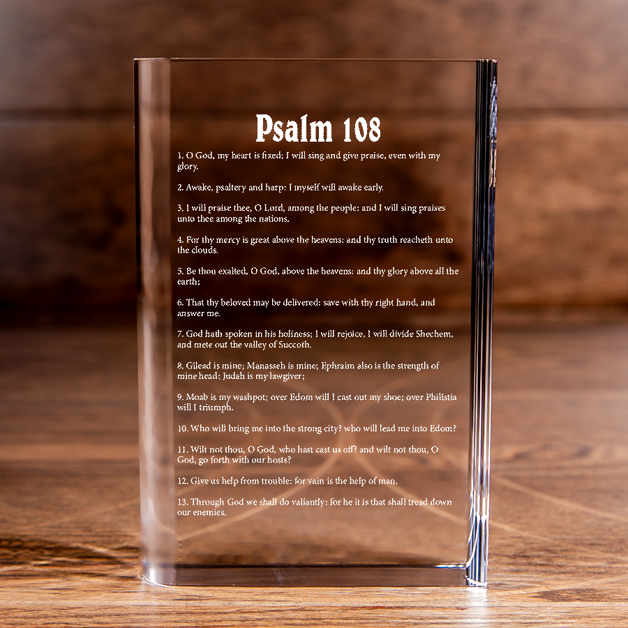 Psalm 108 Laser Engraved Crystal Book - Elegant Religious Gift for Devoted Believers Christian Gift-Express Your Love Gifts