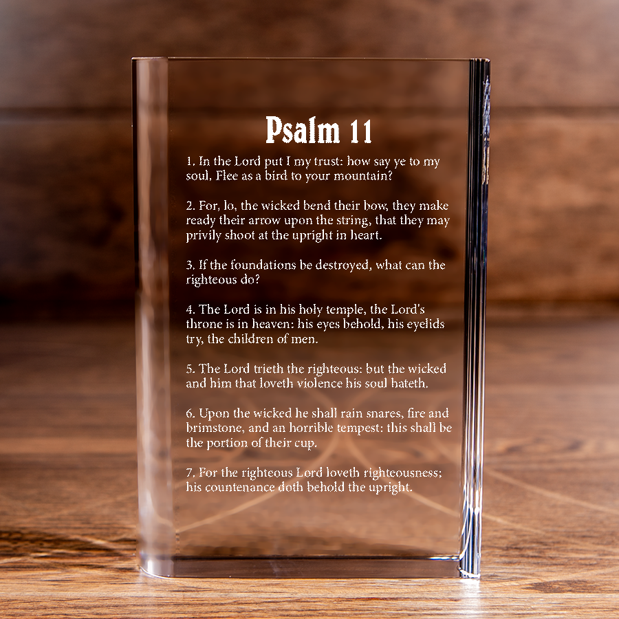 Psalm 11 Laser Engraved Crystal Book - Elegant Religious Gift for Devoted Believers Christian Gift-Express Your Love Gifts