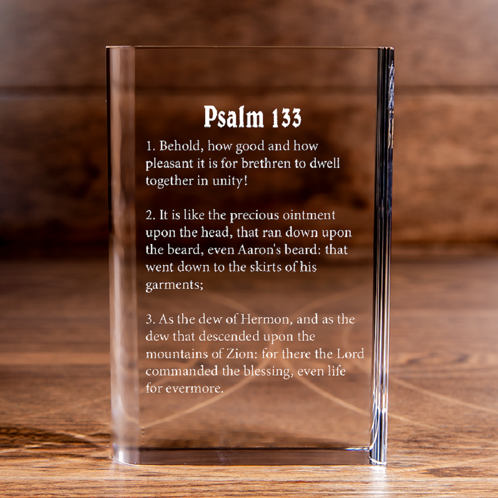 Psalm 133 Laser Engraved Crystal Book - Elegant Religious Gift for Devoted Believers Christian Gift-Express Your Love Gifts