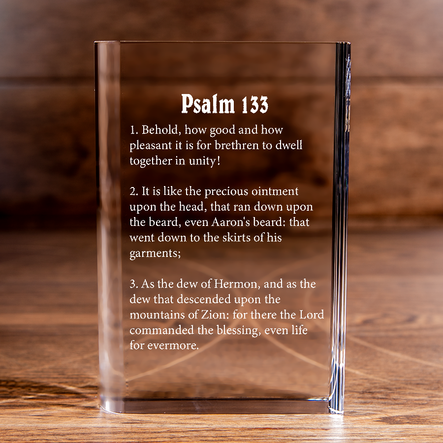 Psalm 133 Laser Engraved Crystal Book - Elegant Religious Gift for Devoted Believers Christian Gift-Express Your Love Gifts