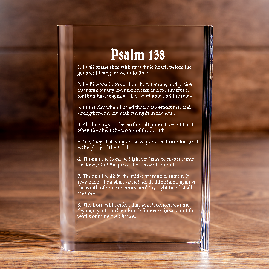 Psalm 138 Laser Engraved Crystal Book - Elegant Religious Gift for Devoted Believers Christian Gift-Express Your Love Gifts