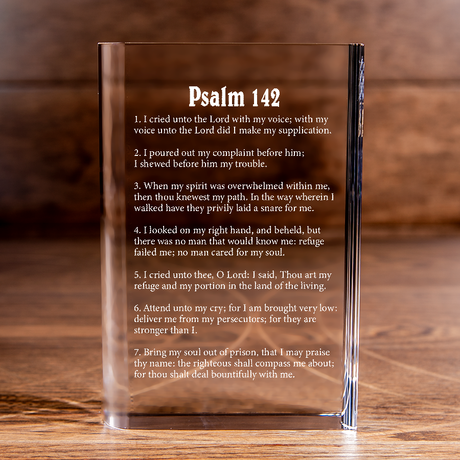 Psalm 142 Laser Engraved Crystal Book - Elegant Religious Gift for Devoted Believers Christian Gift-Express Your Love Gifts