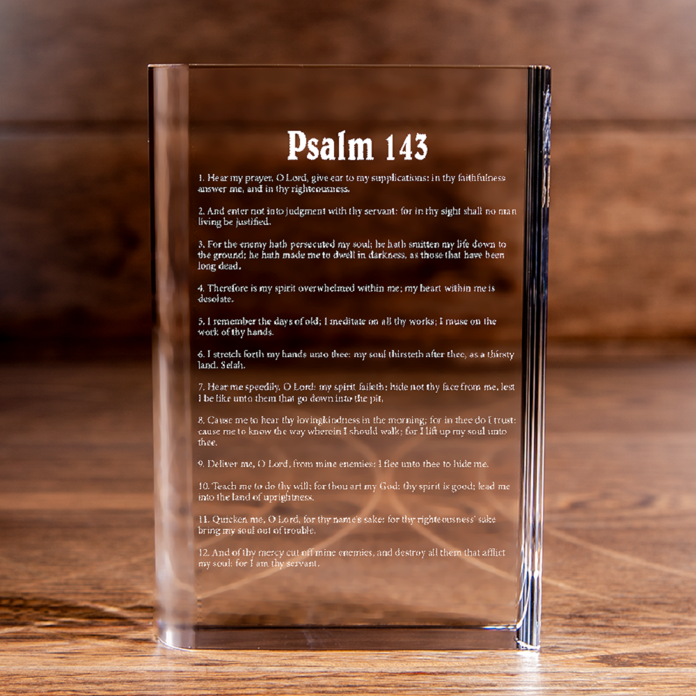 Psalm 143 Laser Engraved Crystal Book - Elegant Religious Gift for Devoted Believers Christian Gift-Express Your Love Gifts